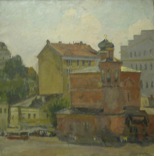 Nogin's place; canvas, oil, 55x55 sm, 1986 year, collection