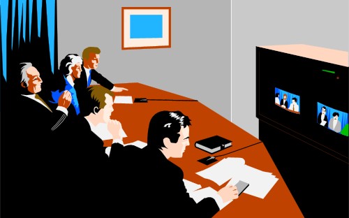 Video conferencing in action; Conference, People