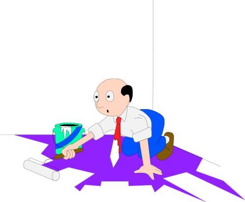 Cartoons: Man painting himself into a corner