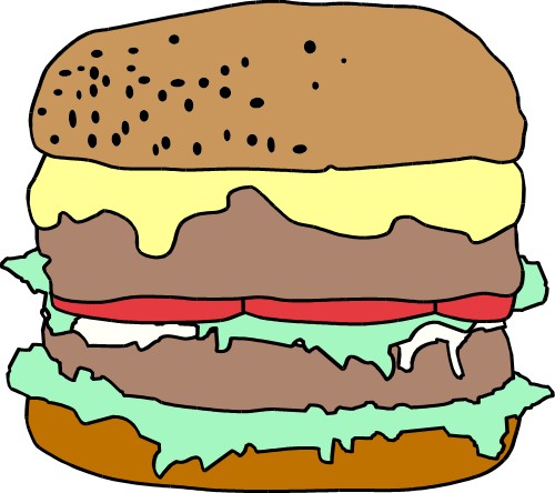 Double-decker beef burger; Beef, Burger, Fast food