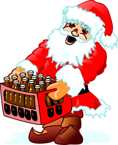 Santa with crate; Santa, Christmas, Xmas, Red, Beard, Beer, Crate, St Nicolas