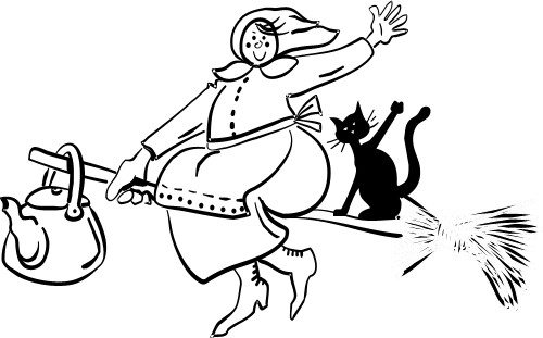 Witch on broomstick; Holidays