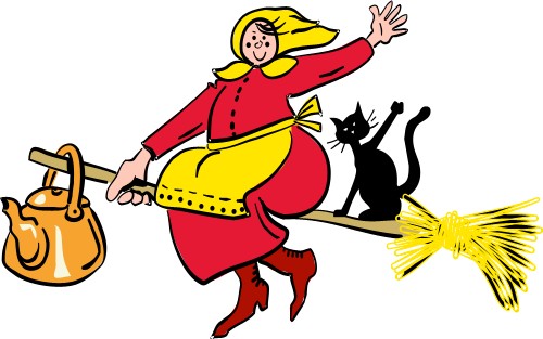 Witch on broomstick; Holidays