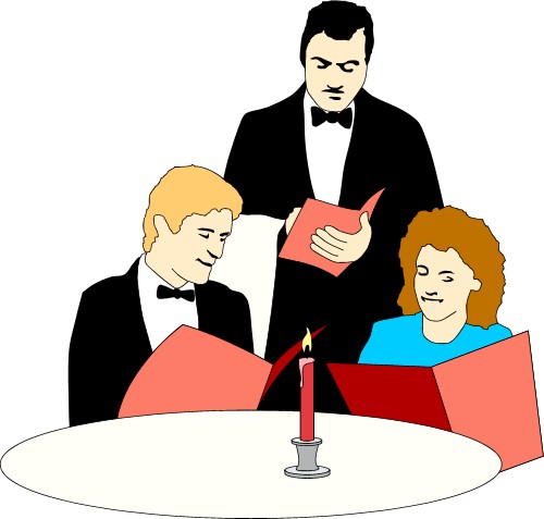 Couple ordering food in a restaurant; Dinner, Menu, Waiter, Restaurant