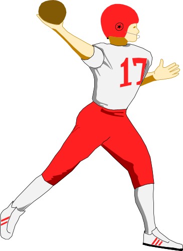 American football player throwing a ball; Throw, American football, Ball