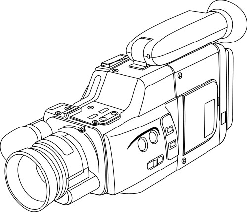 Technology: Outline drawing of a video camera