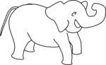 Outline drawing of an elephant, Animals, views: 14588