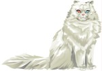 White cat with one green eye and one red eye, Corel Xara