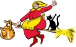 Witch on broomstick, Holidays
