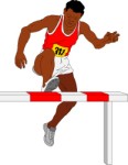 Man jumping a hurdle in the steeplechase, Sport